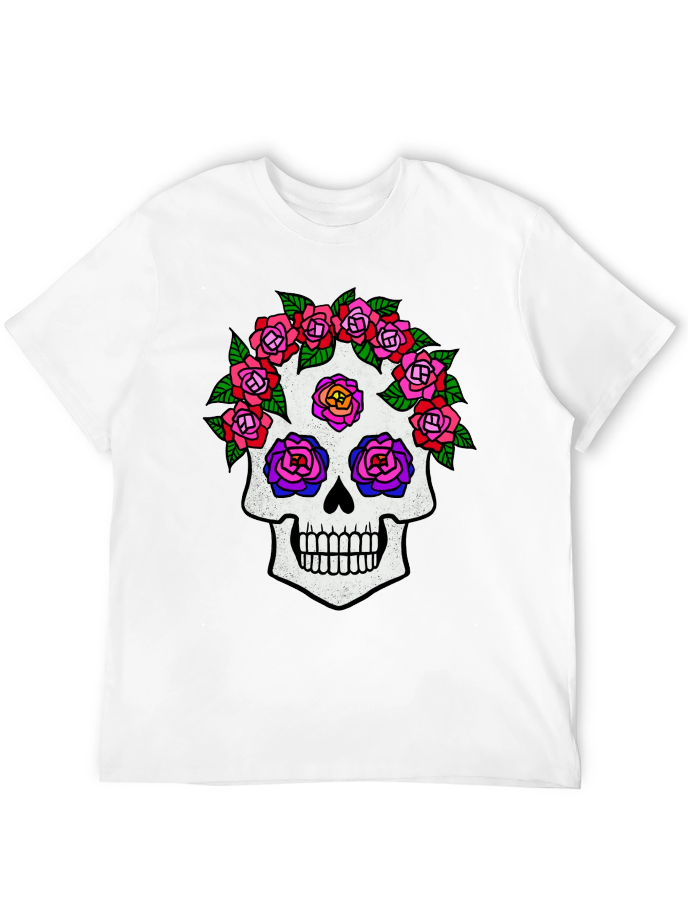 Sugar Skull Rose Graphic Tee - Black