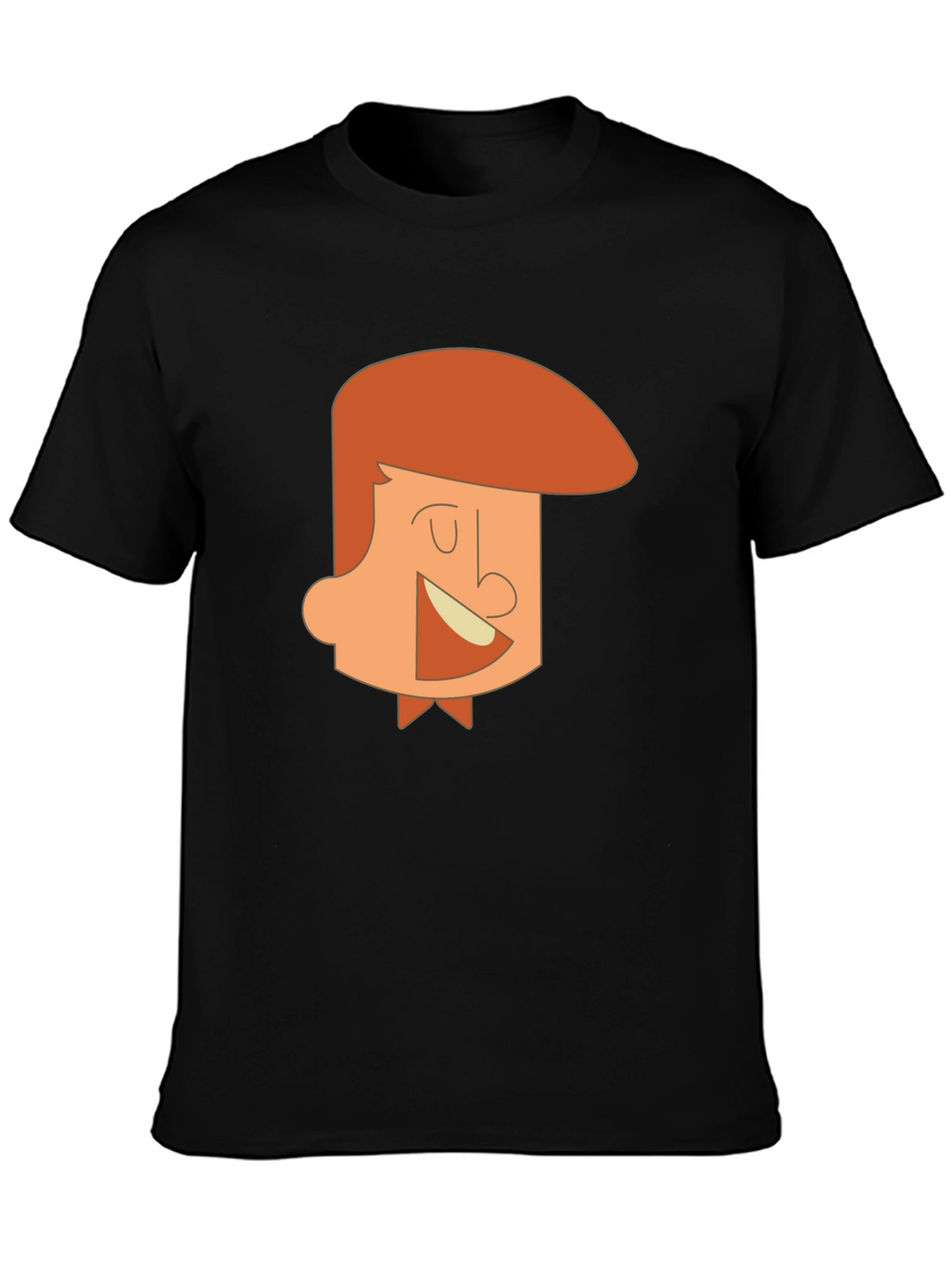 Cartoon Man Graphic Tee - Black Cotton T-Shirt