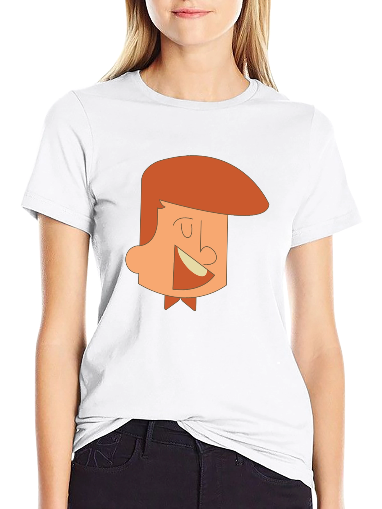 Cartoon Man Graphic Tee - Black Cotton T-Shirt