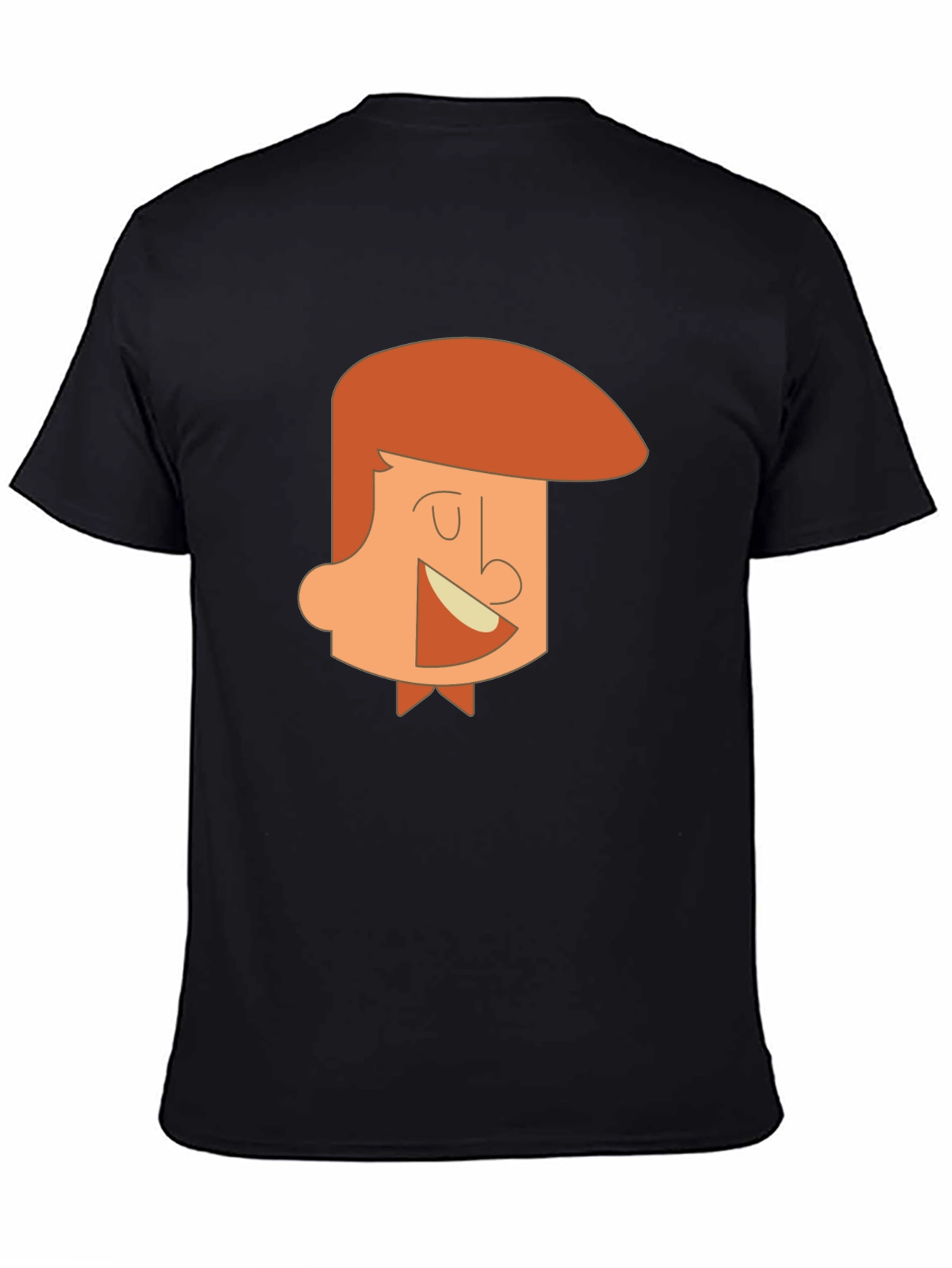Cartoon Man Graphic Tee - Black Cotton T-Shirt
