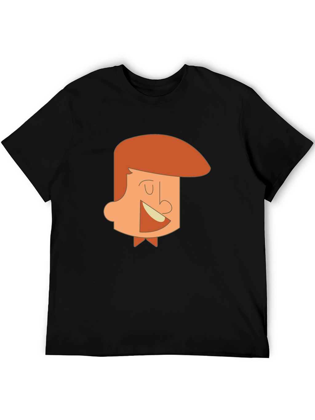 Cartoon Man Graphic Tee - Black Cotton T-Shirt