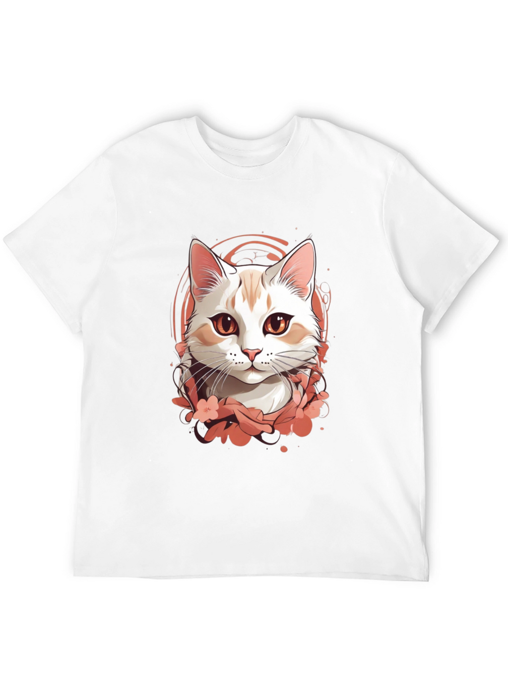 Mens Black T-Shirt with Cat Graphic