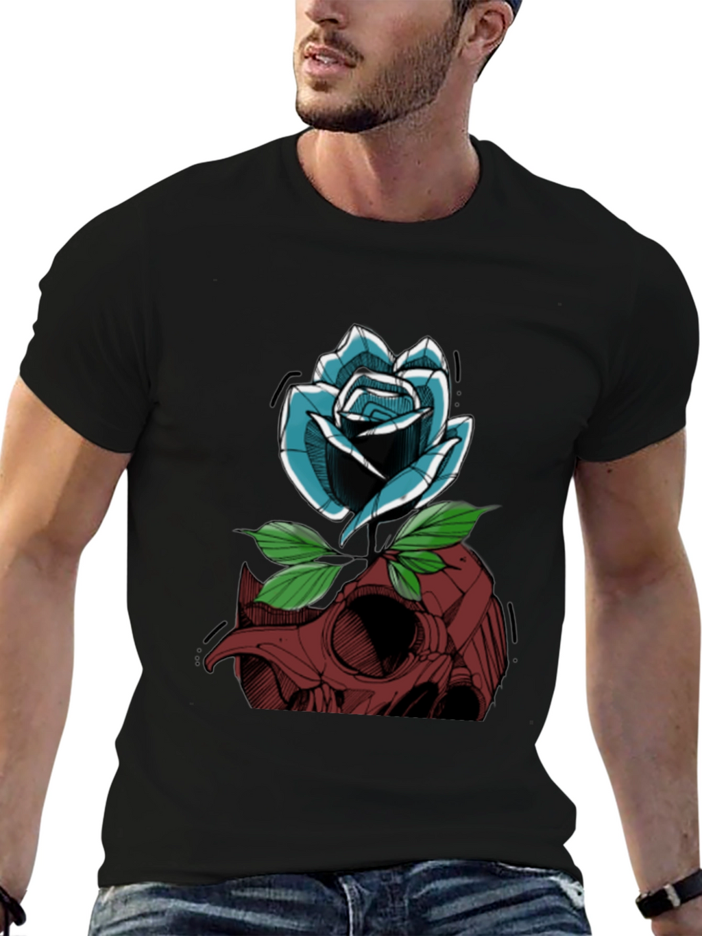 Skull & Rose Graphic Tee - Casual Streetwear