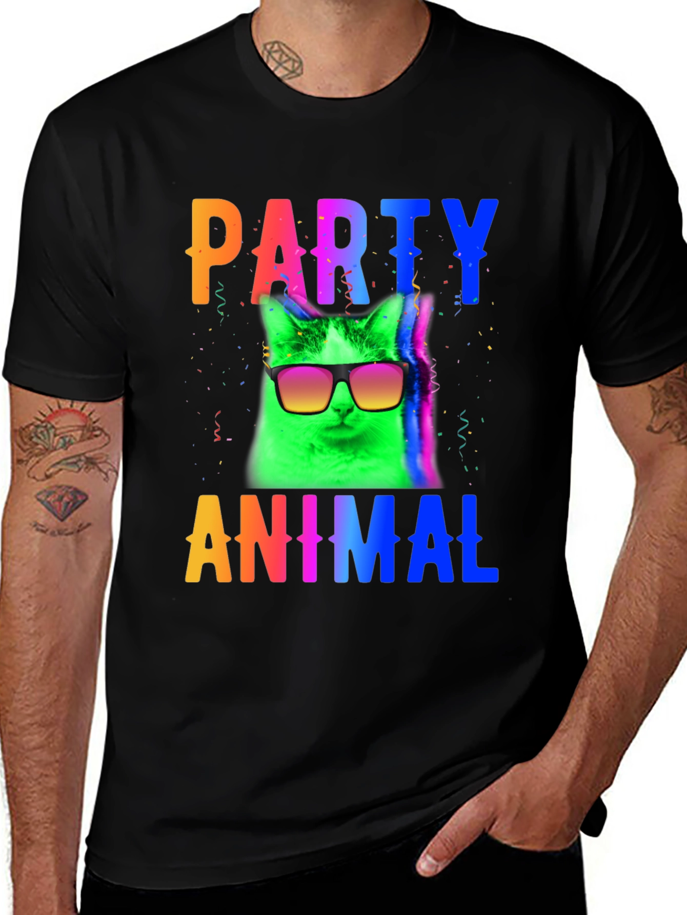 Party Animal Cat T-Shirt - Black