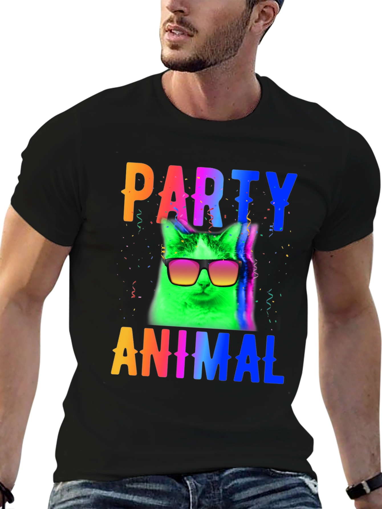 Party Animal Cat T-Shirt - Black
