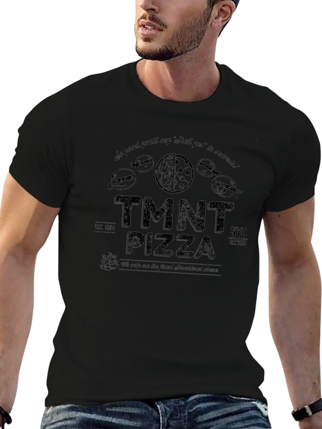 TMNT Pizza Black T-Shirt
