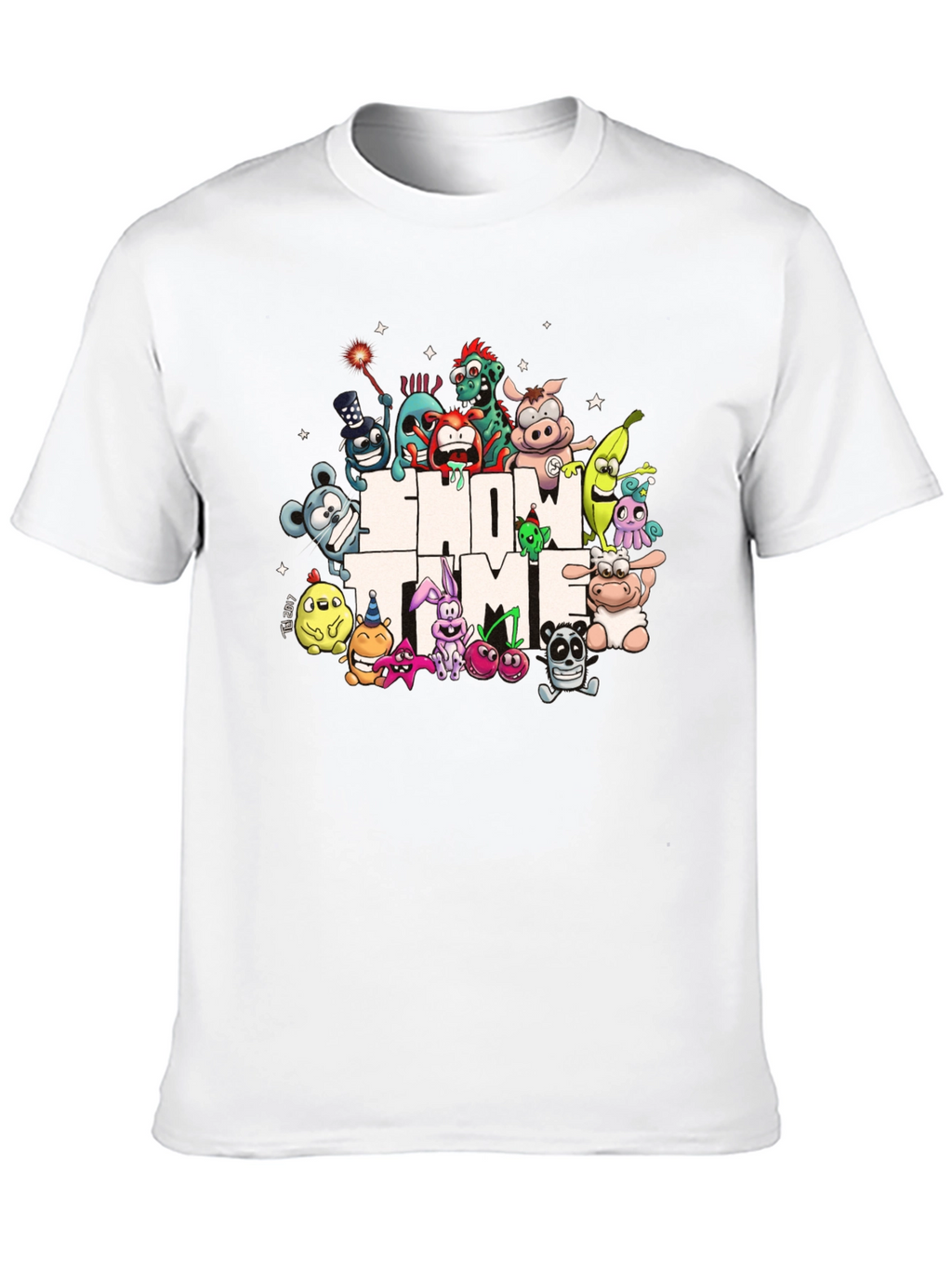 Show Time Character Print Black T-Shirt