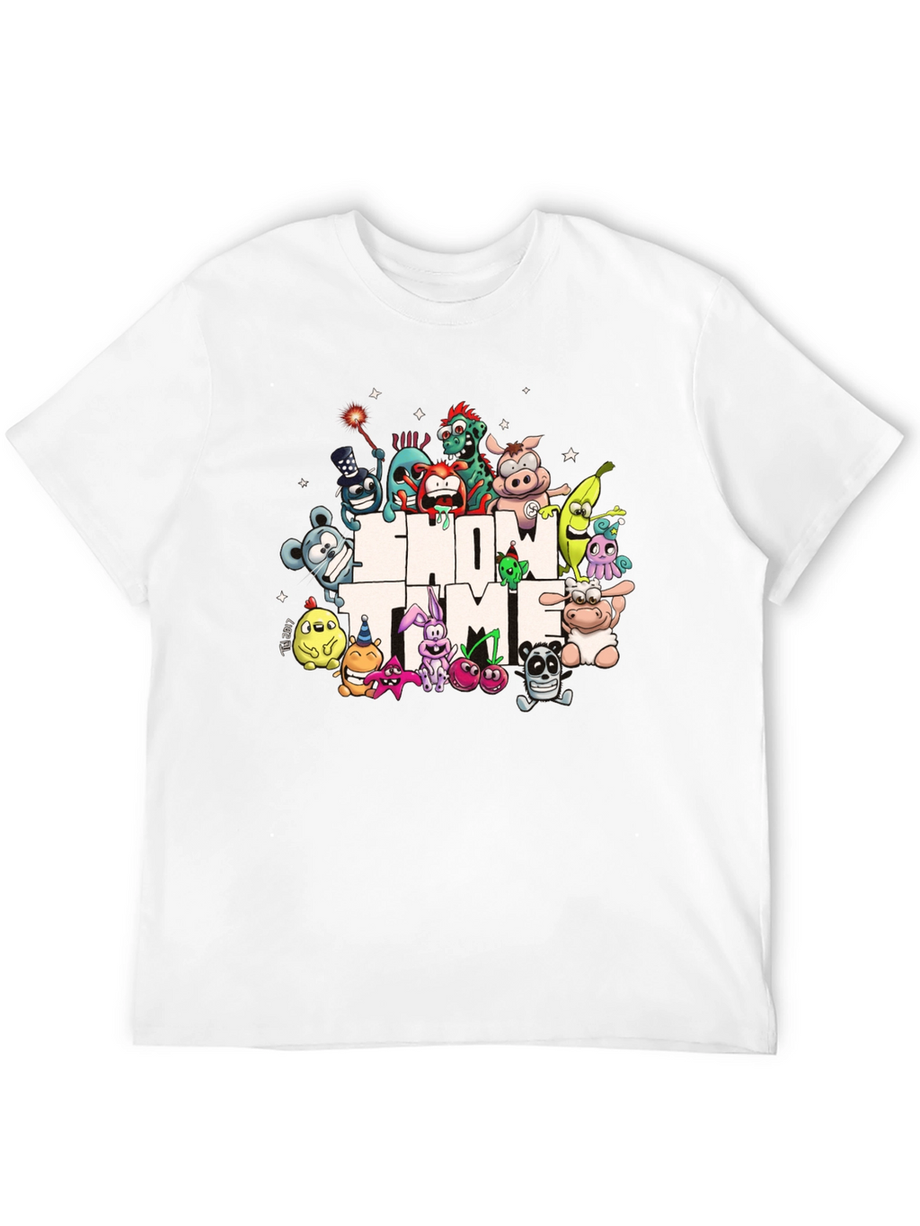 Show Time Character Print Black T-Shirt