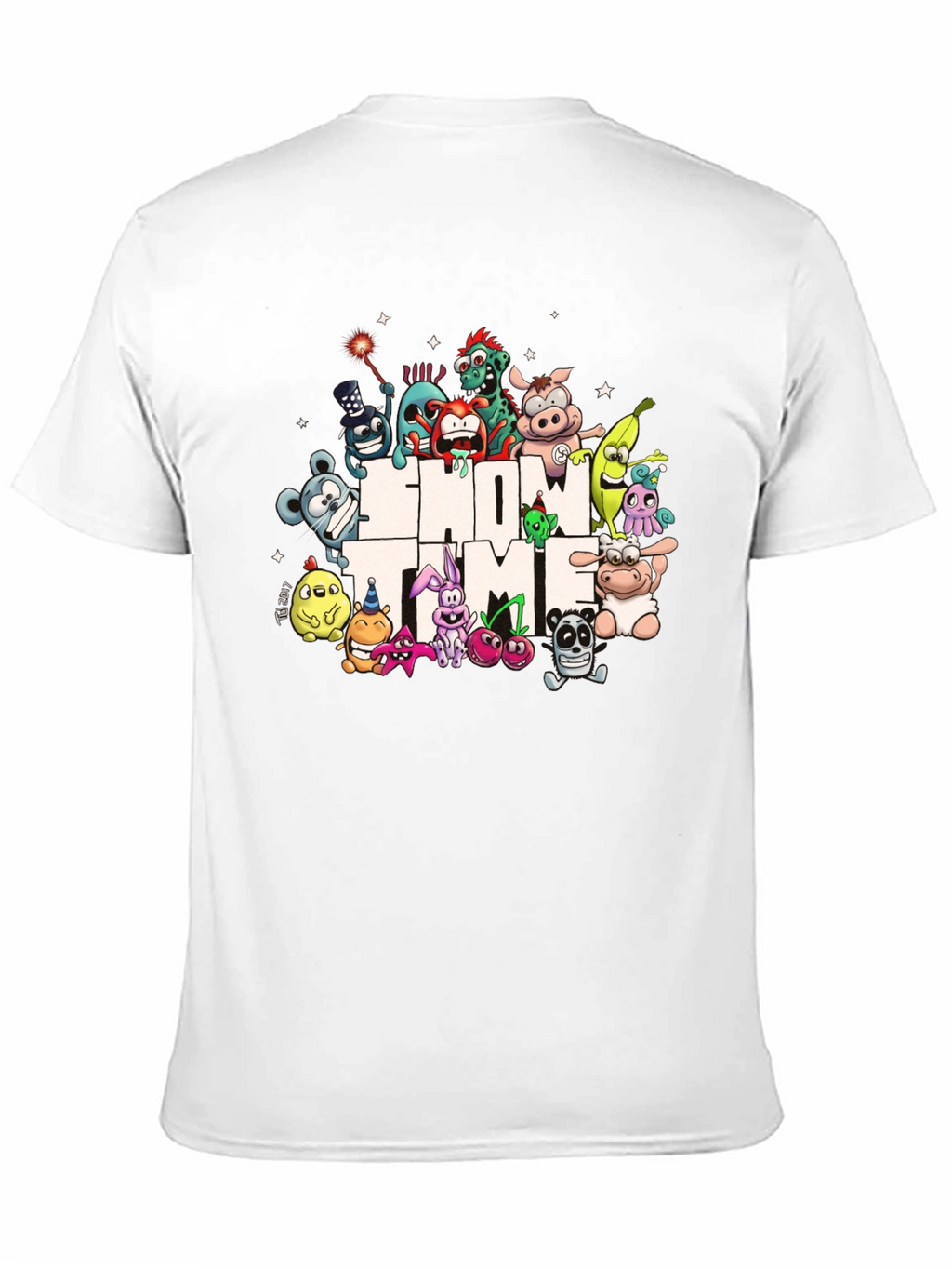 Show Time Character Print Black T-Shirt
