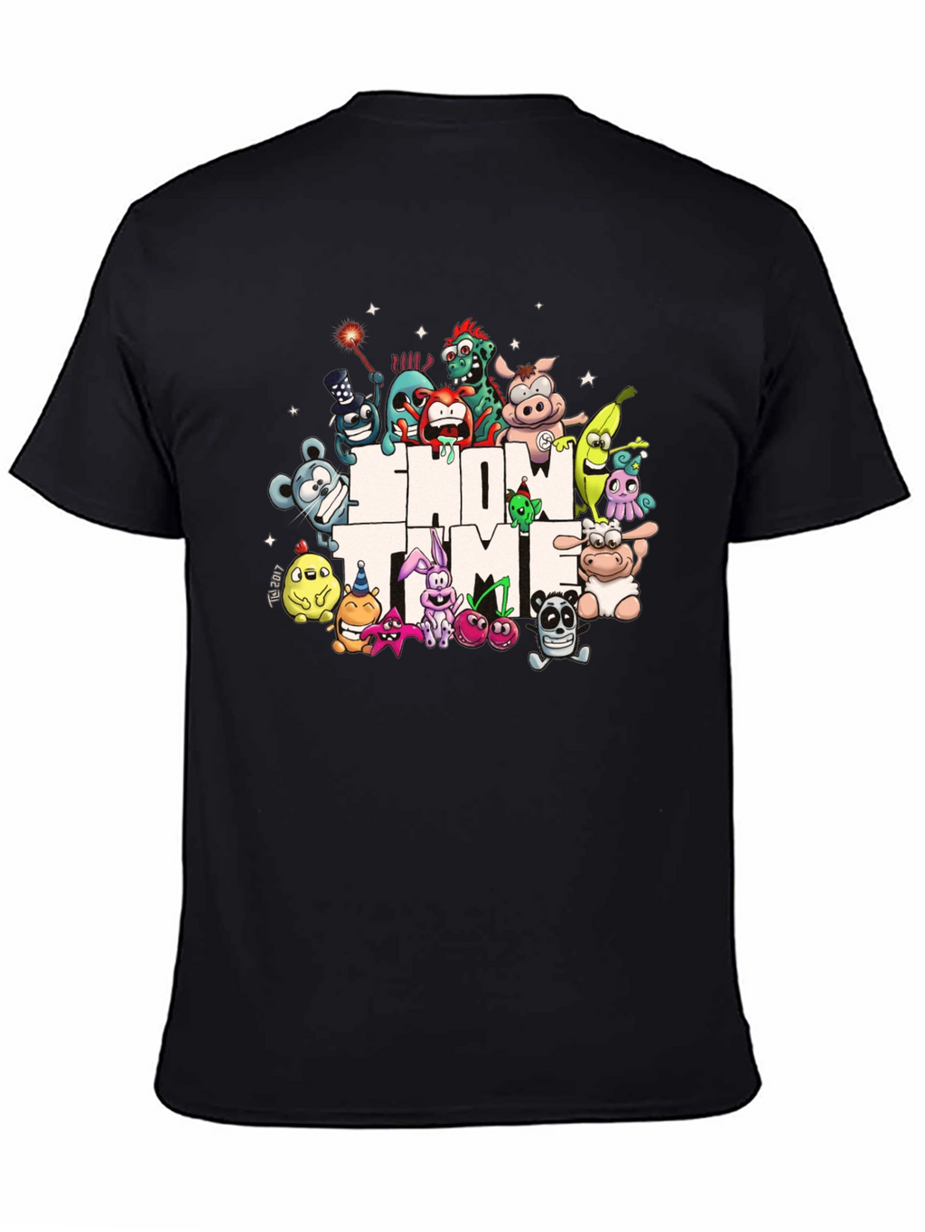Show Time Character Print Black T-Shirt
