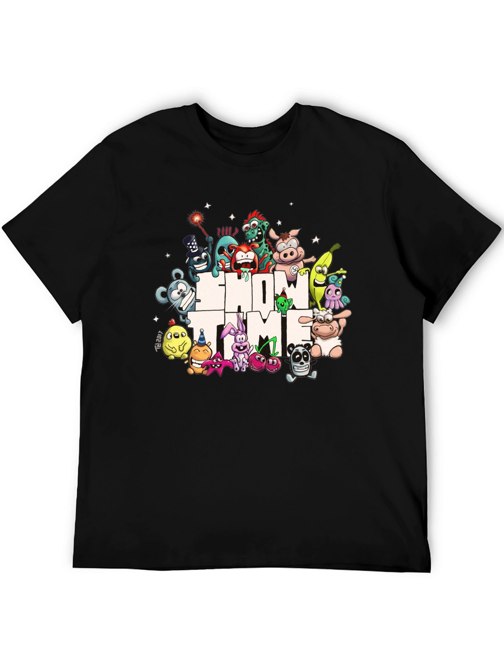 Show Time Character Print Black T-Shirt