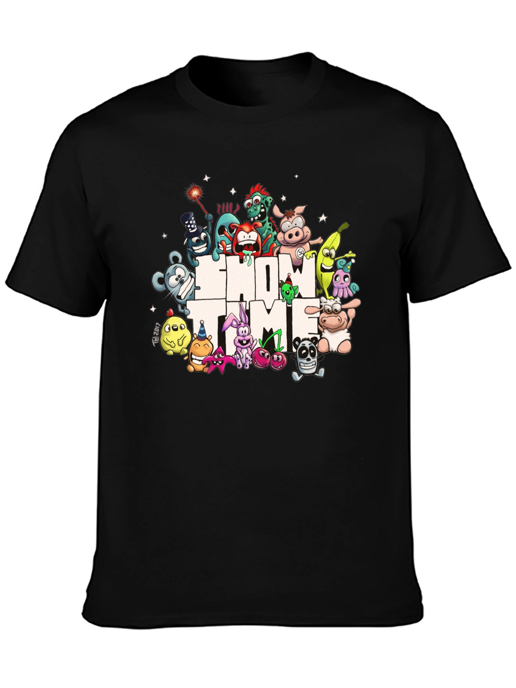 Show Time Character Print Black T-Shirt