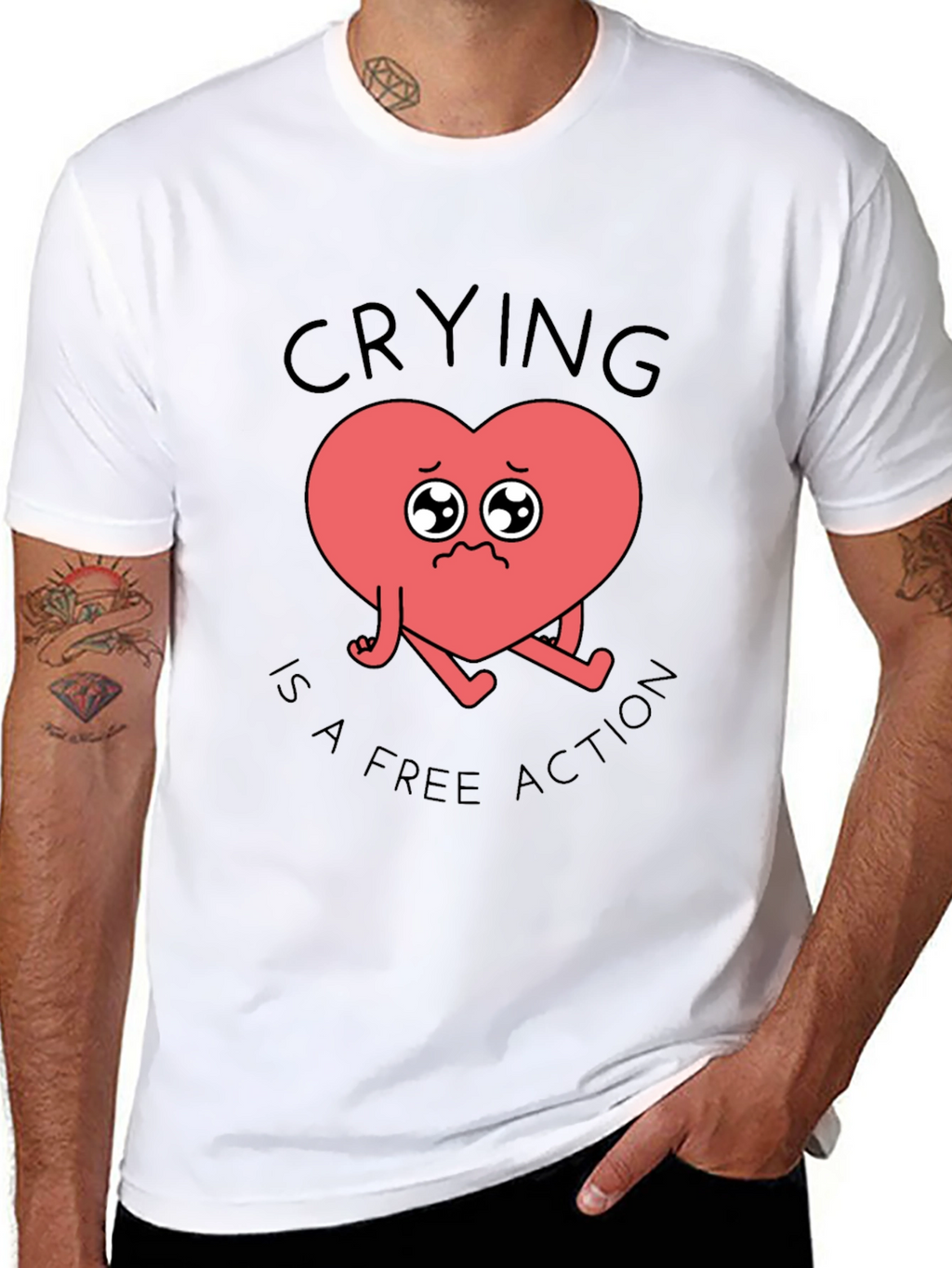Crying Heart T-Shirt - Free Action Comfort Tee