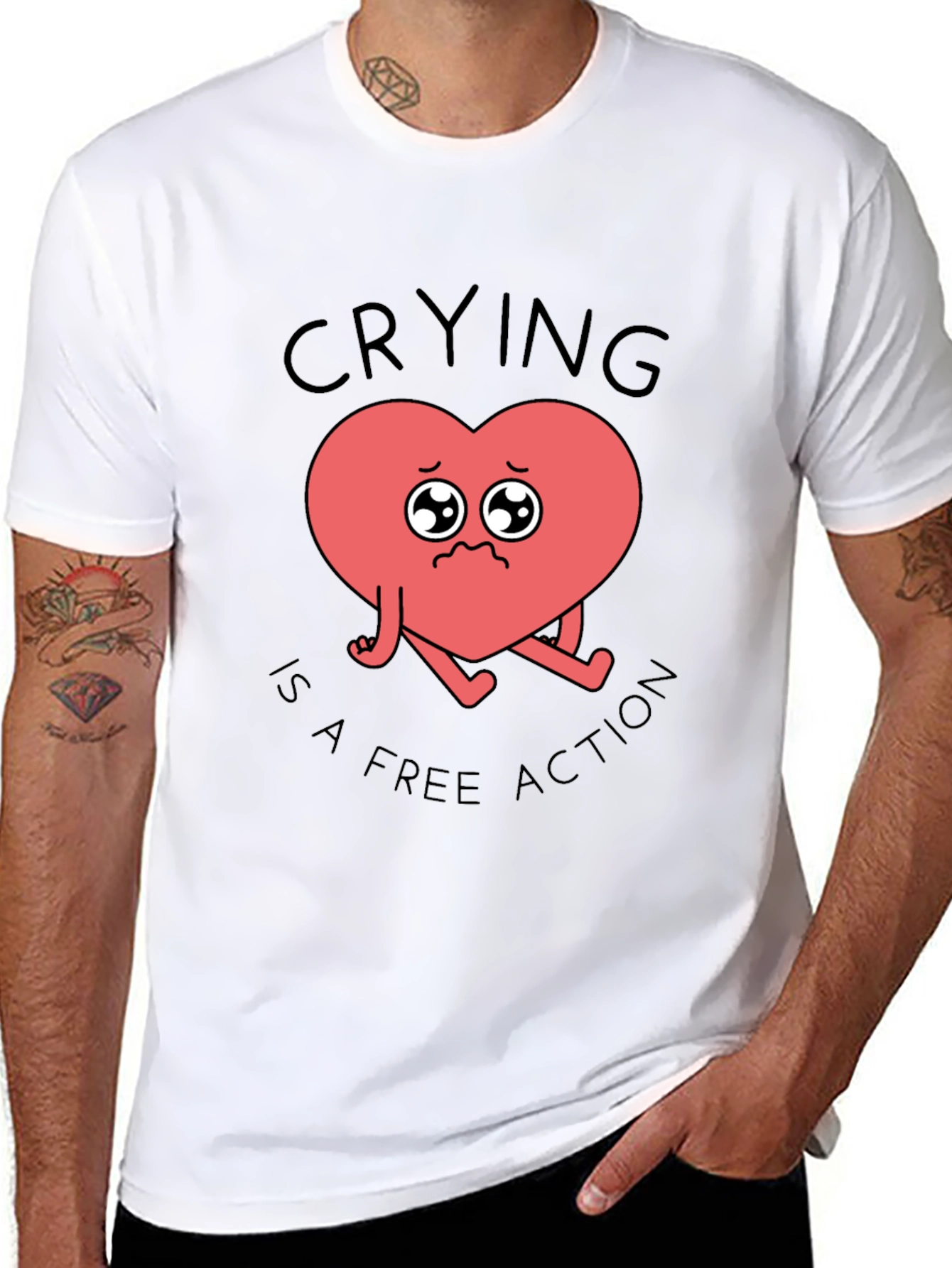 Crying Heart T-Shirt - Free Action Comfort Tee