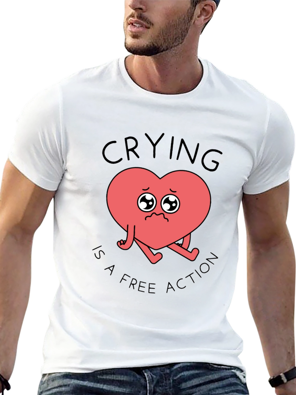 Crying Heart T-Shirt - Free Action Comfort Tee
