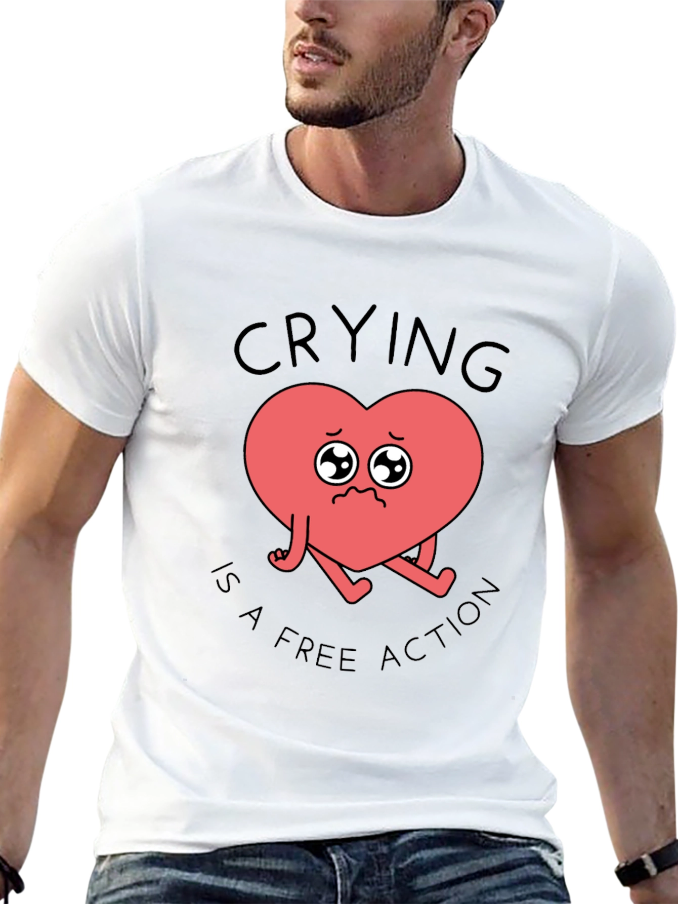 Crying Heart T-Shirt - Free Action Comfort Tee