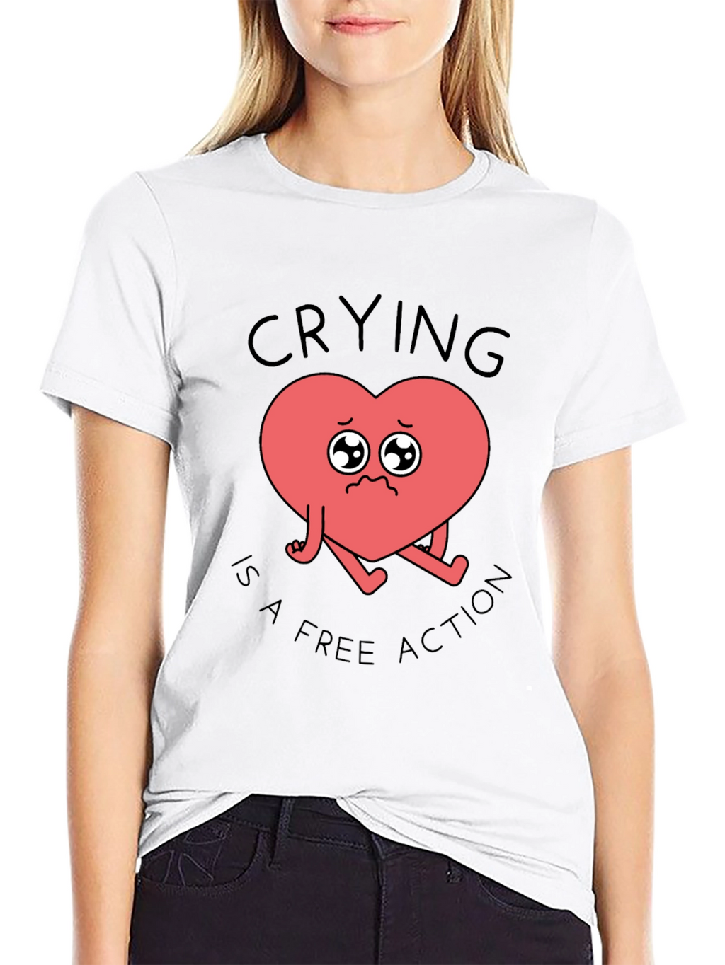 Crying Heart T-Shirt - Free Action Comfort Tee