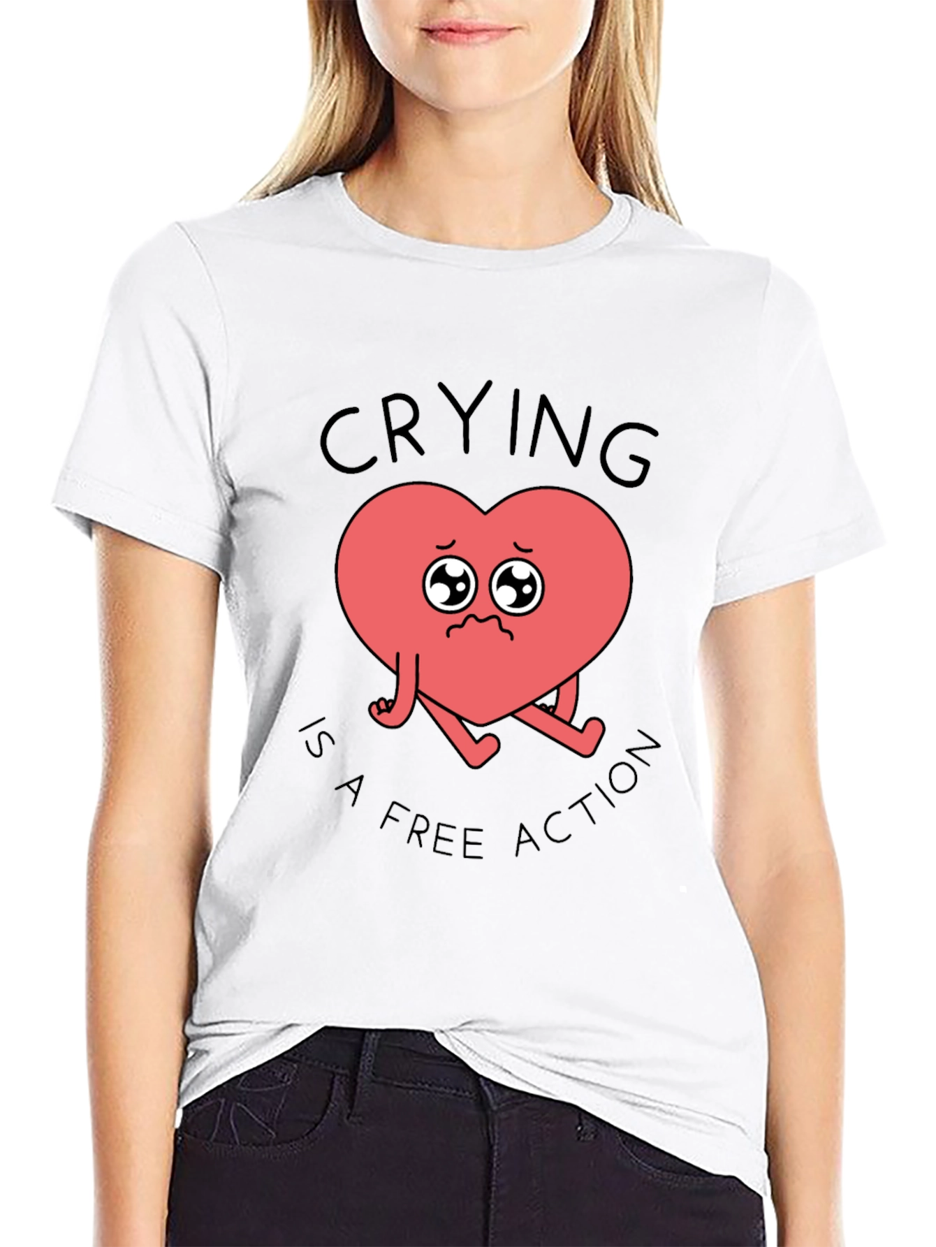 Crying Heart T-Shirt - Free Action Comfort Tee