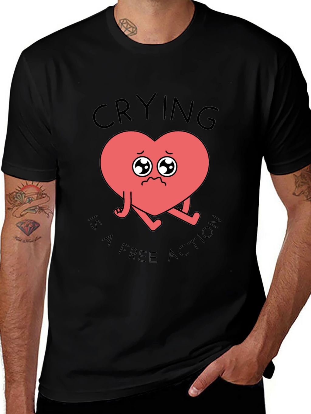 Crying Heart T-Shirt - Free Action Comfort Tee