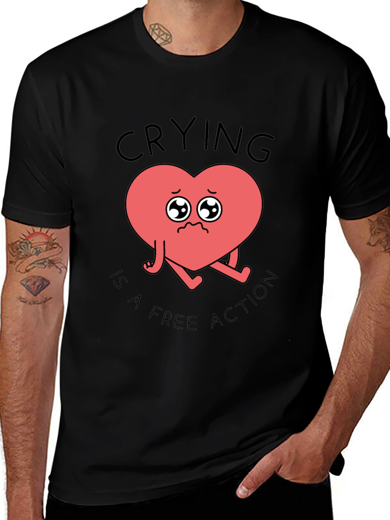 Crying Heart T-Shirt - Free Action Comfort Tee