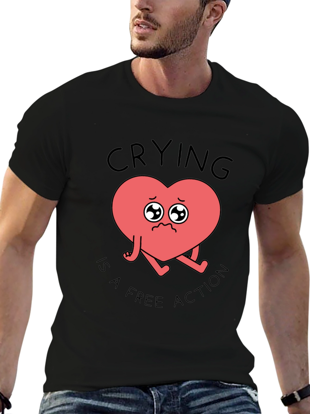 Crying Heart T-Shirt - Free Action Comfort Tee