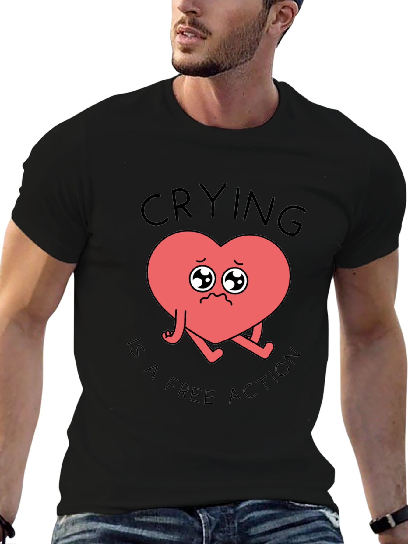 Crying Heart T-Shirt - Free Action Comfort Tee