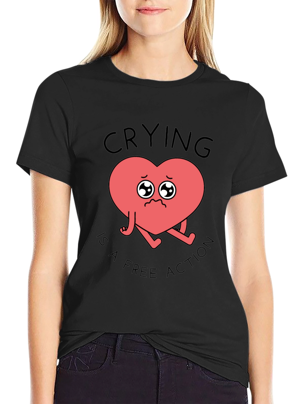 Crying Heart T-Shirt - Free Action Comfort Tee