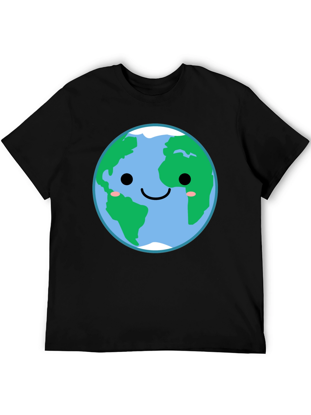 Cute Earth Graphic Tee - Black Crewneck Shirt