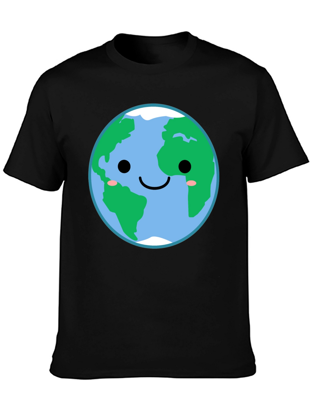 Cute Earth Graphic Tee - Black Crewneck Shirt