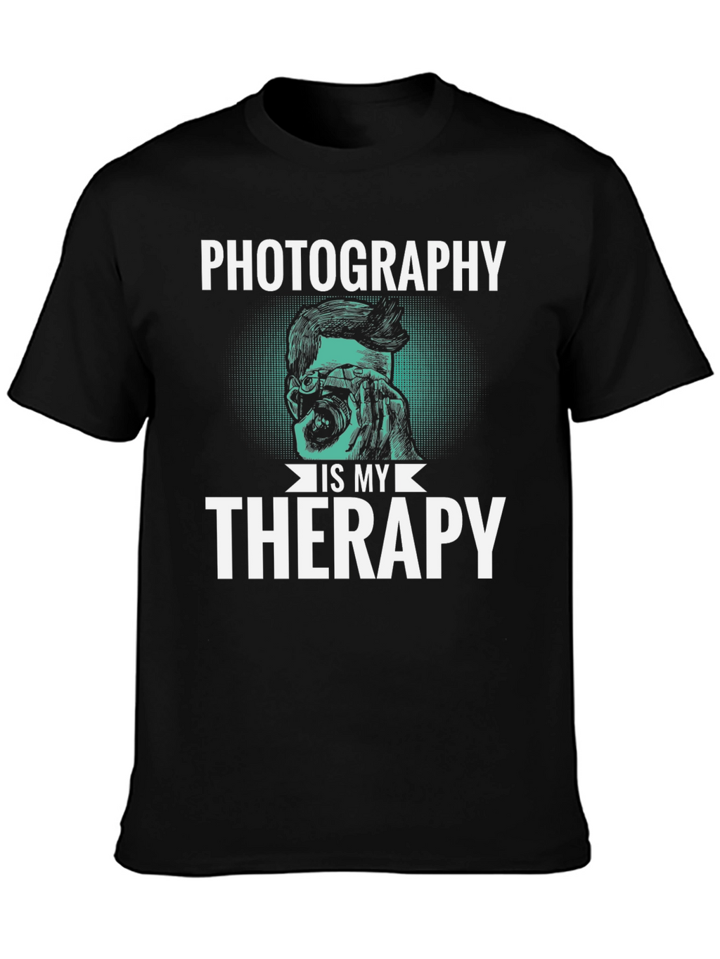 Photography is My Therapy Black T-Shirt