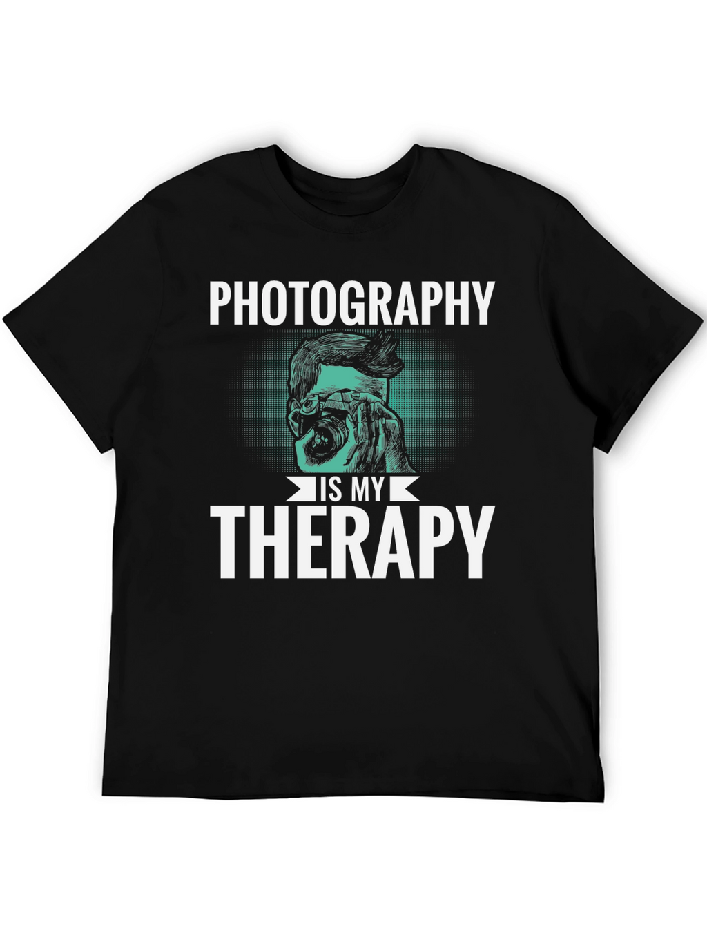 Photography is My Therapy Black T-Shirt