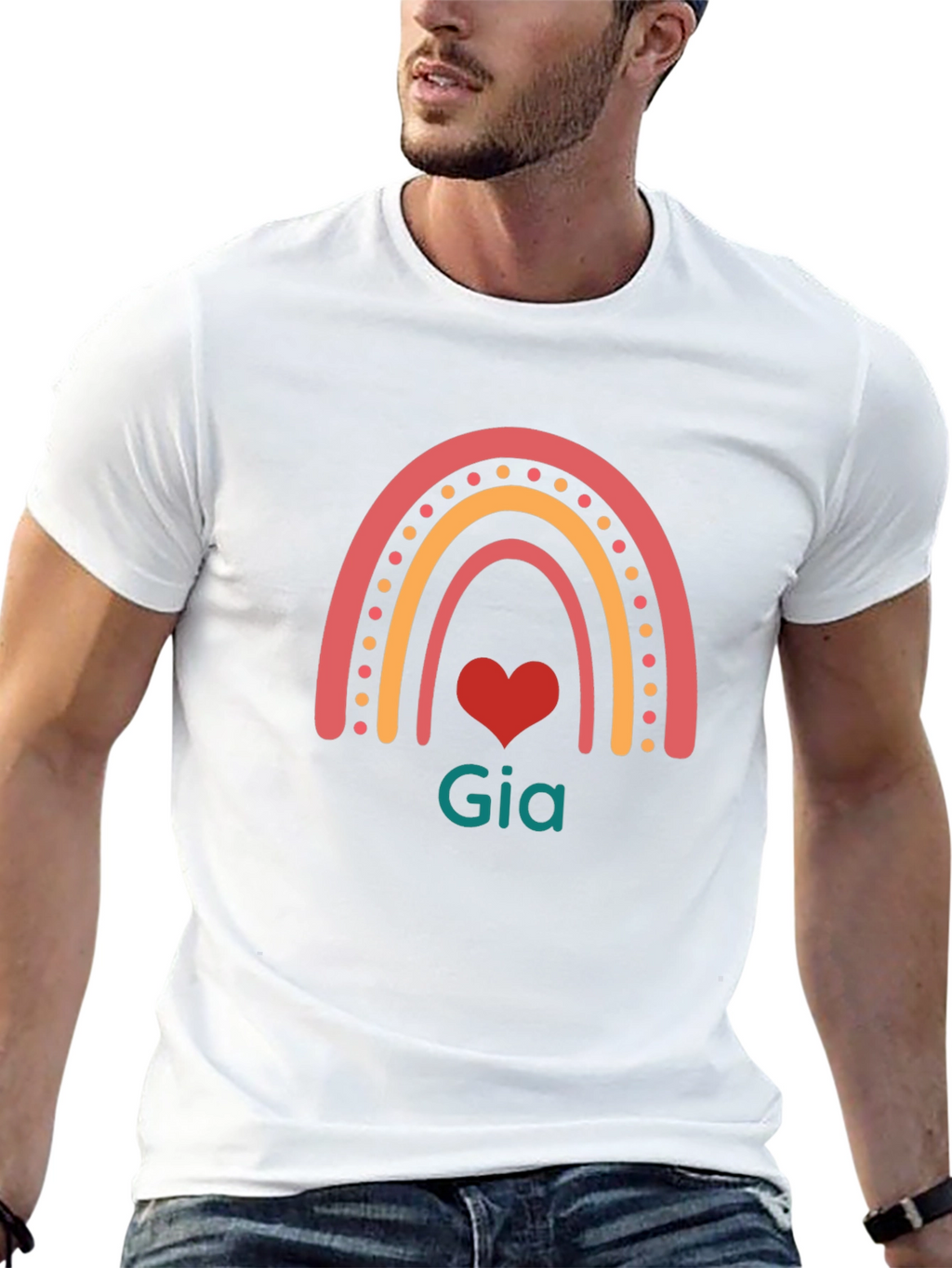 Rainbow Gia Heart T-Shirt - Black