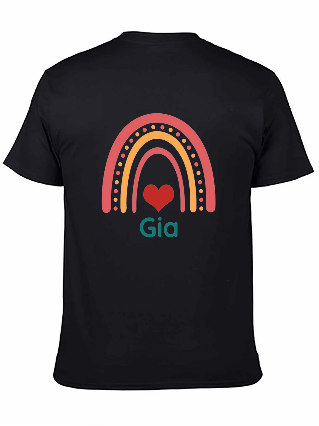 Rainbow Gia Heart T-Shirt - Black