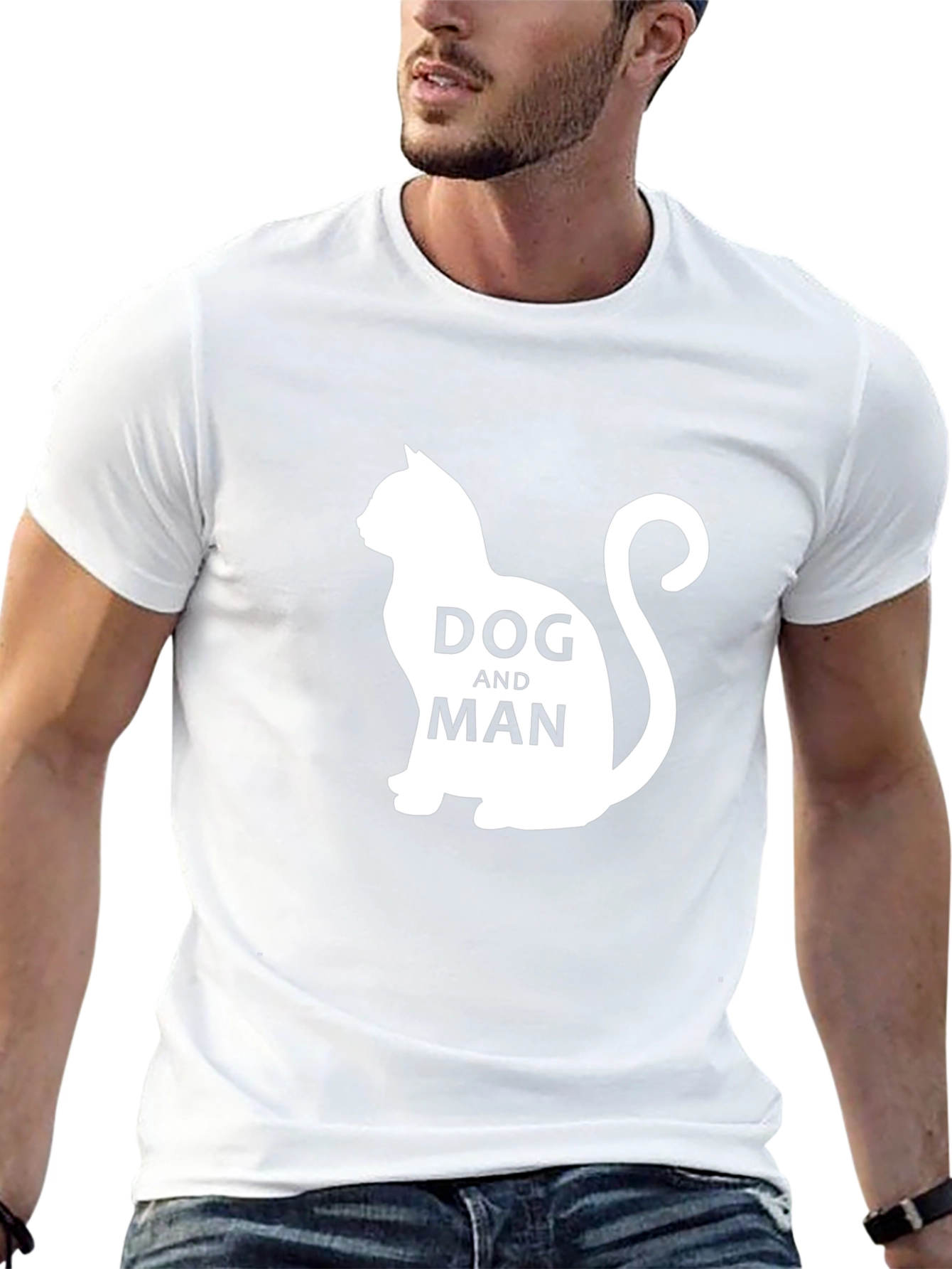 Dog and Man Cat Silhouette T-Shirt