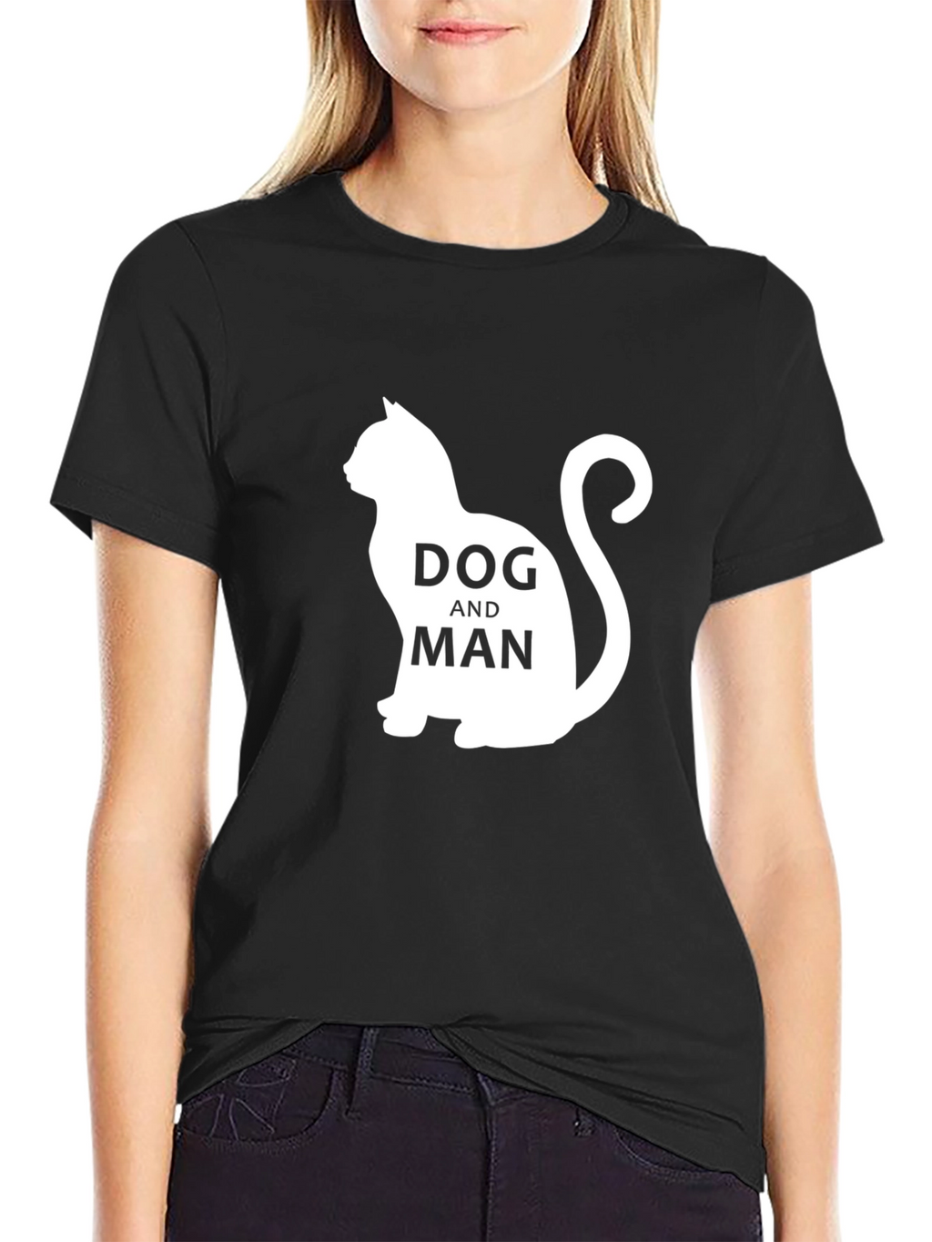 Dog and Man Cat Silhouette T-Shirt