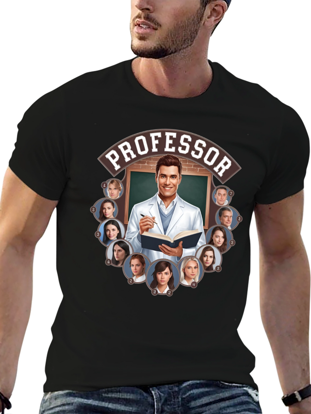 Professor and Students Graphic Tee