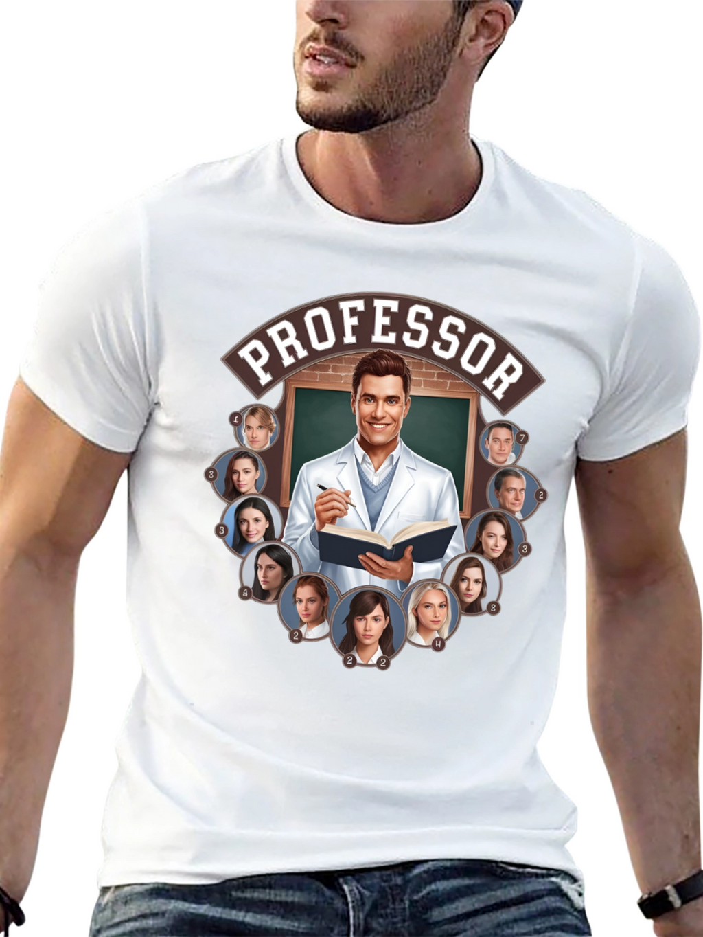 Professor and Students Graphic Tee