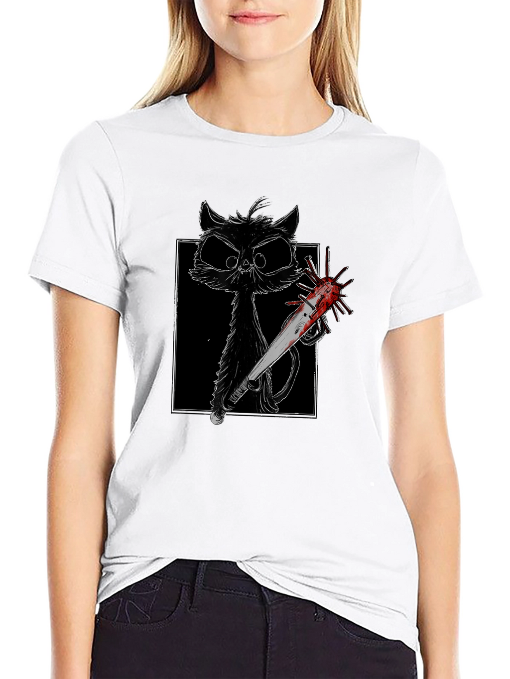 Creepy Cat Baseball Bat T-Shirt