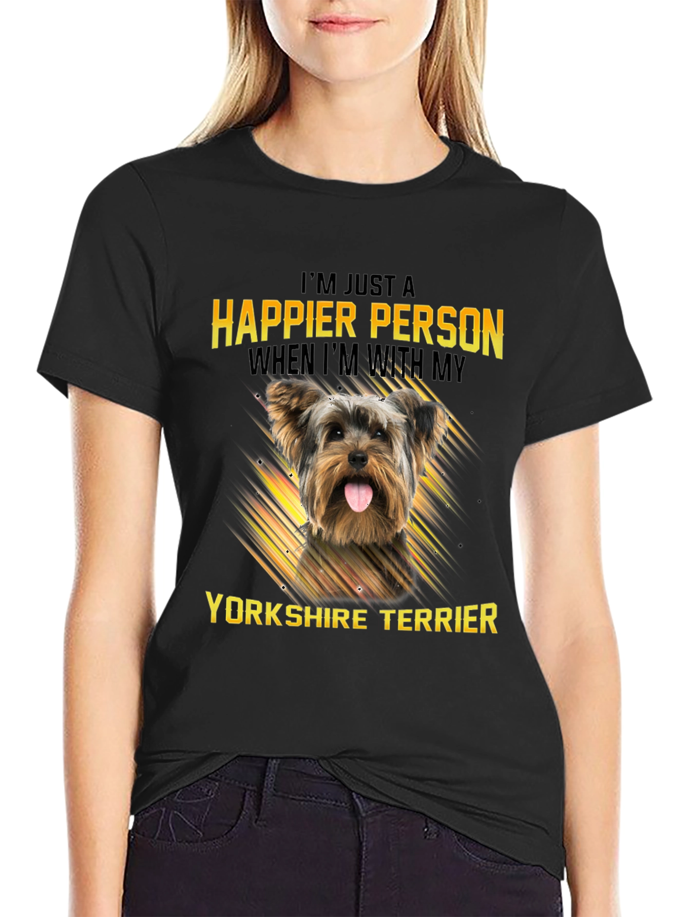 Happier Person Yorkshire Terrier Dog T-Shirt