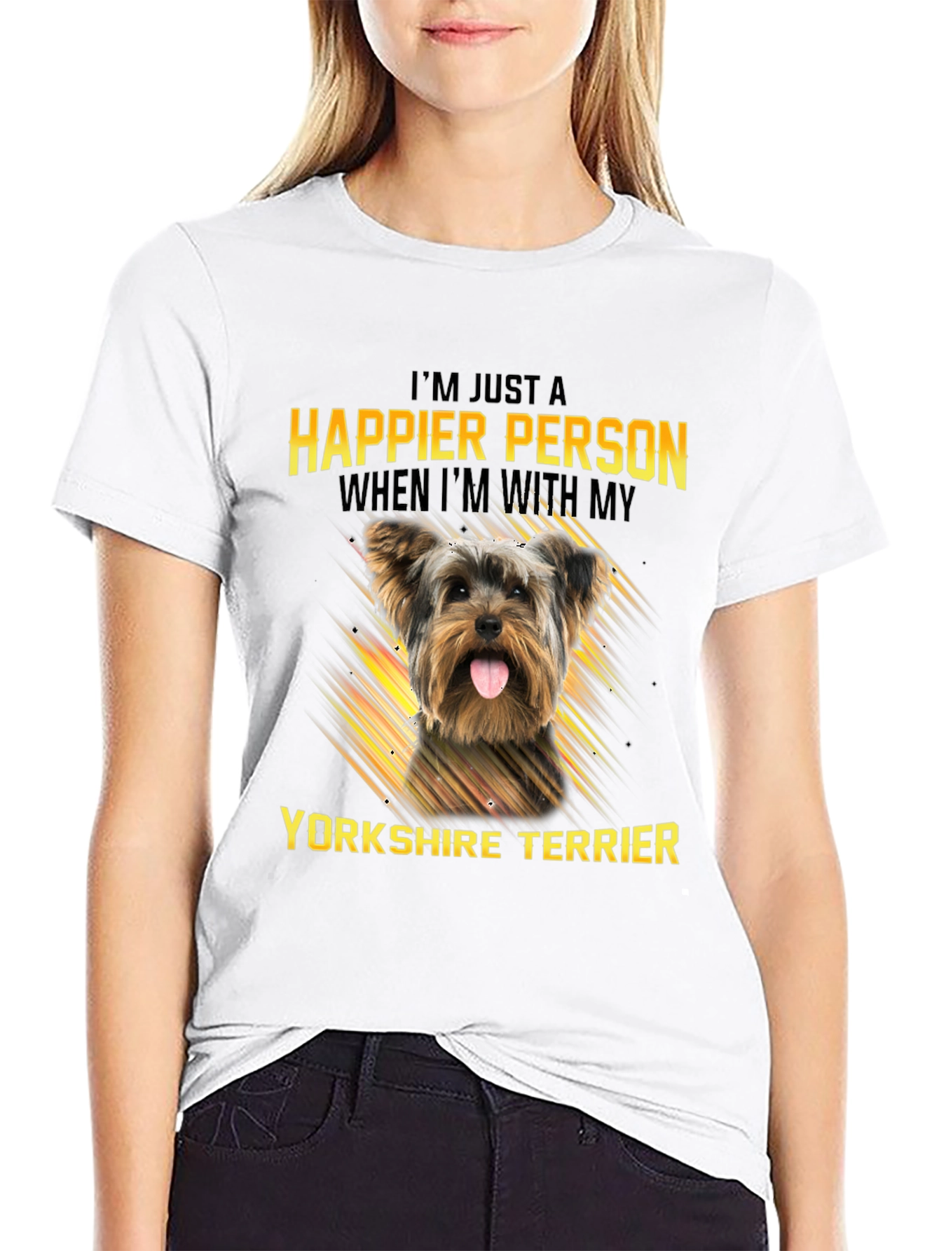 Happier Person Yorkshire Terrier Dog T-Shirt