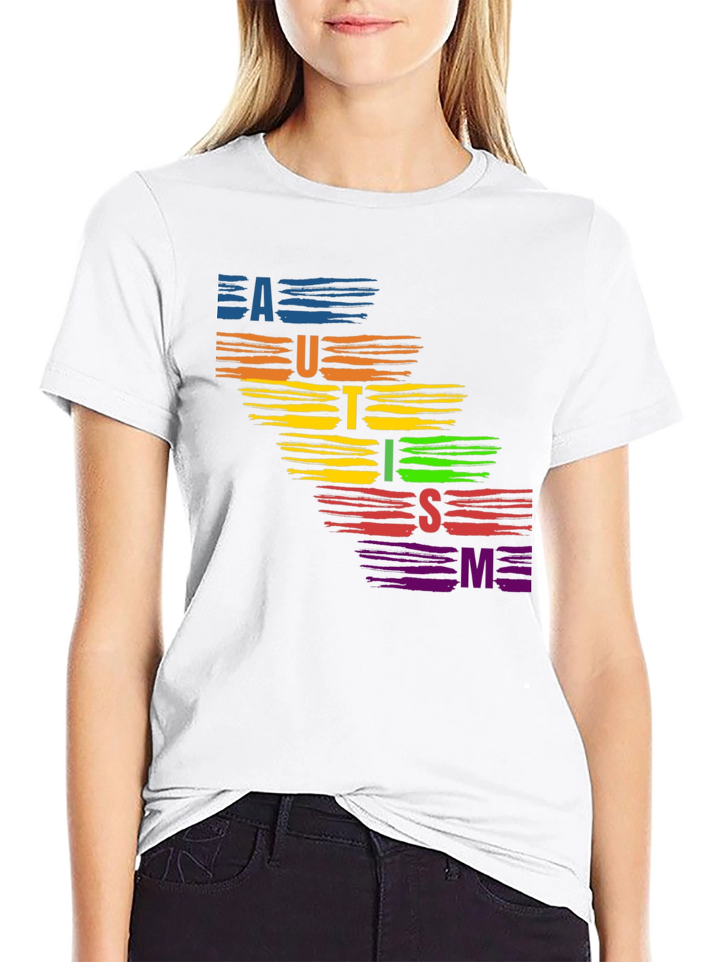 Autism Awareness Rainbow Brush Stroke T-Shirt