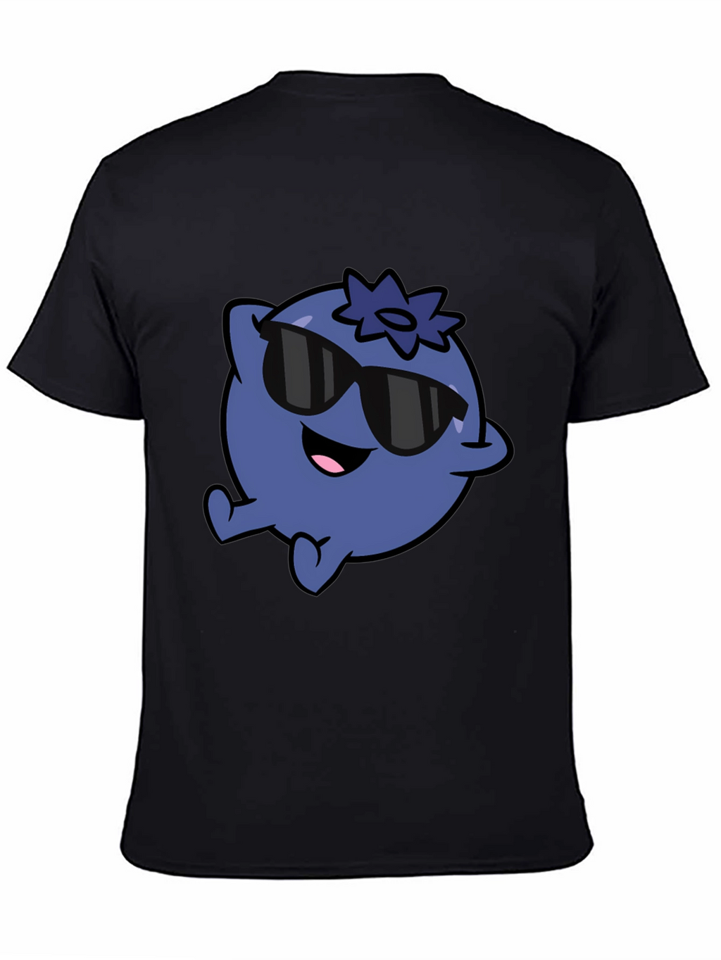 Cool Blueberry Cartoon Graphic Black T-Shirt