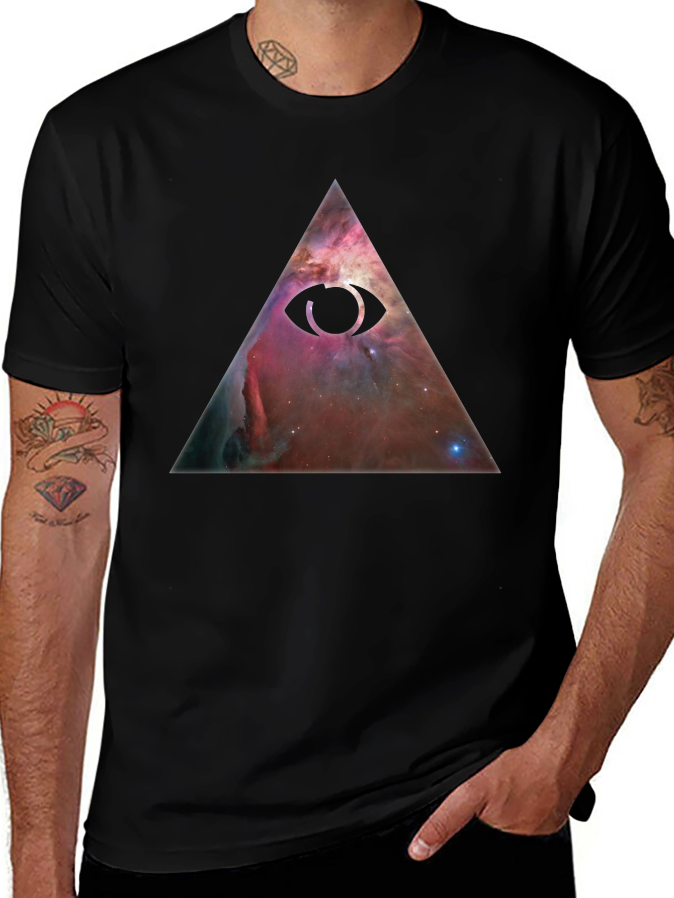All-Seeing Eye Nebula Graphic Tee - Black Cotton Blend