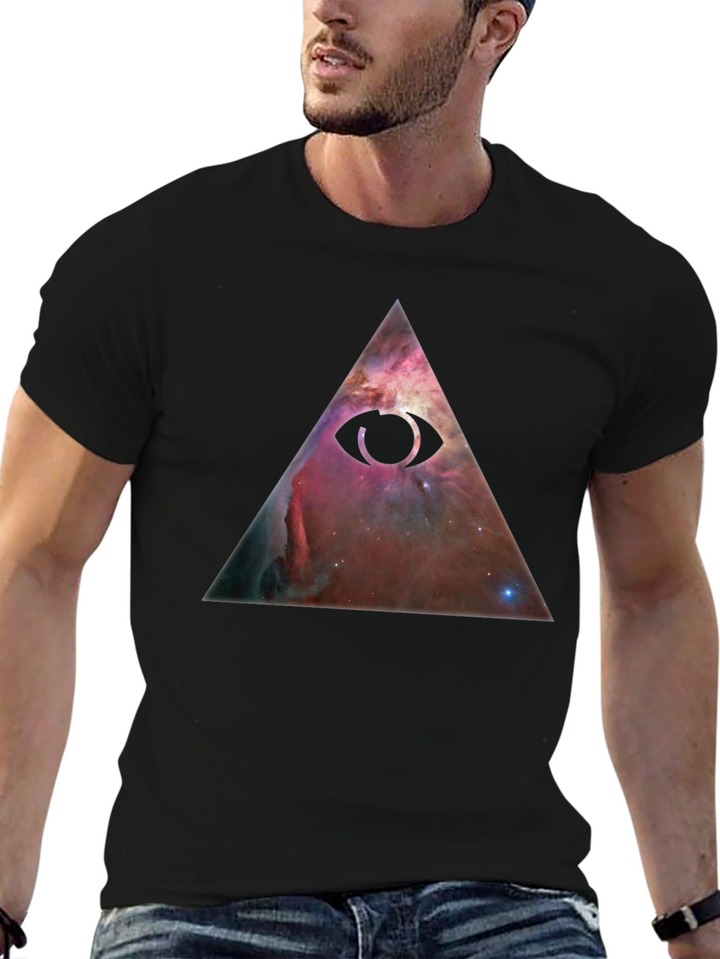All-Seeing Eye Nebula Graphic Tee - Black Cotton Blend