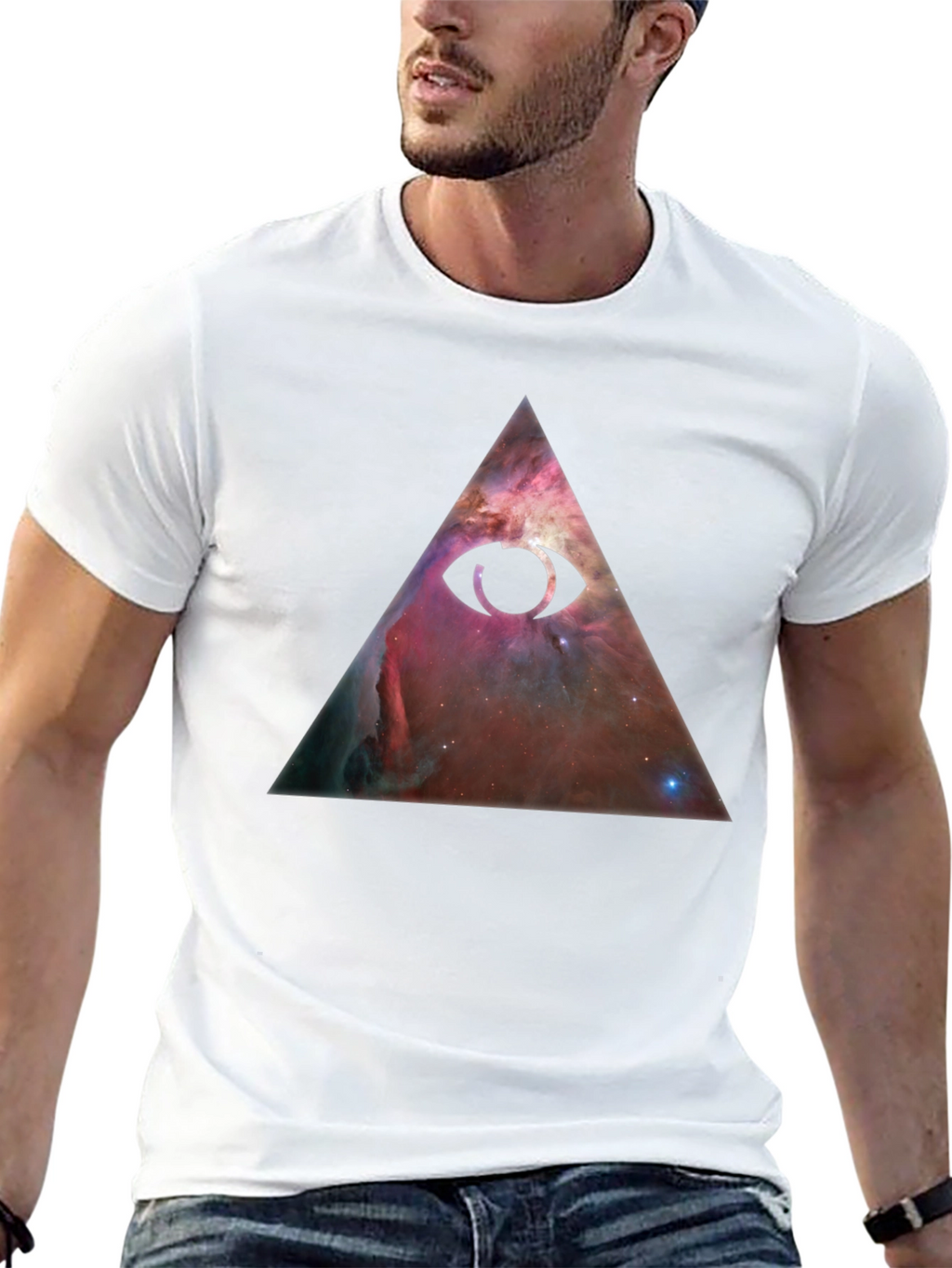 All-Seeing Eye Nebula Graphic Tee - Black Cotton Blend
