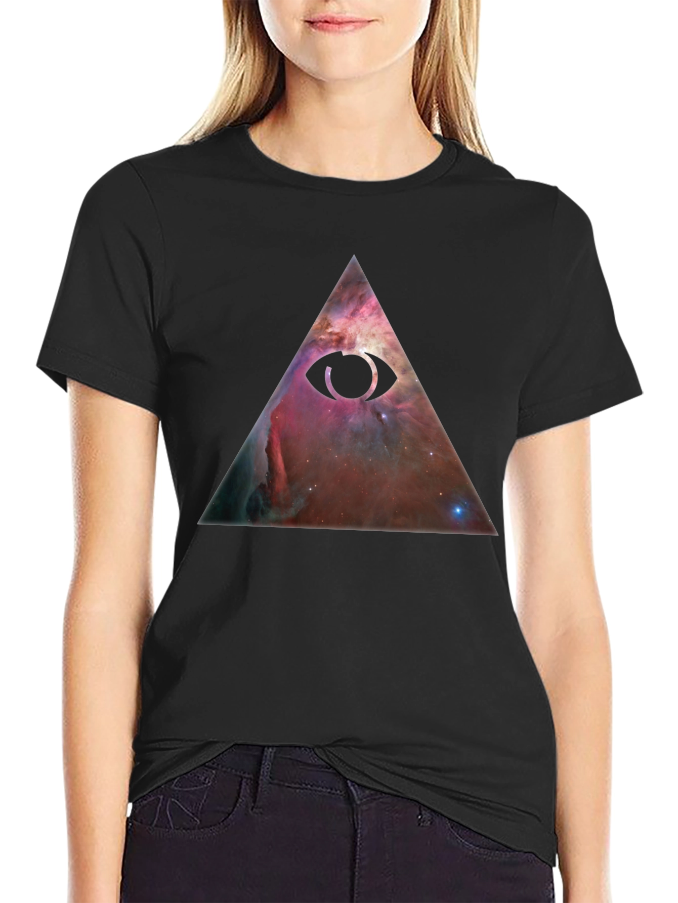 All-Seeing Eye Nebula Graphic Tee - Black Cotton Blend