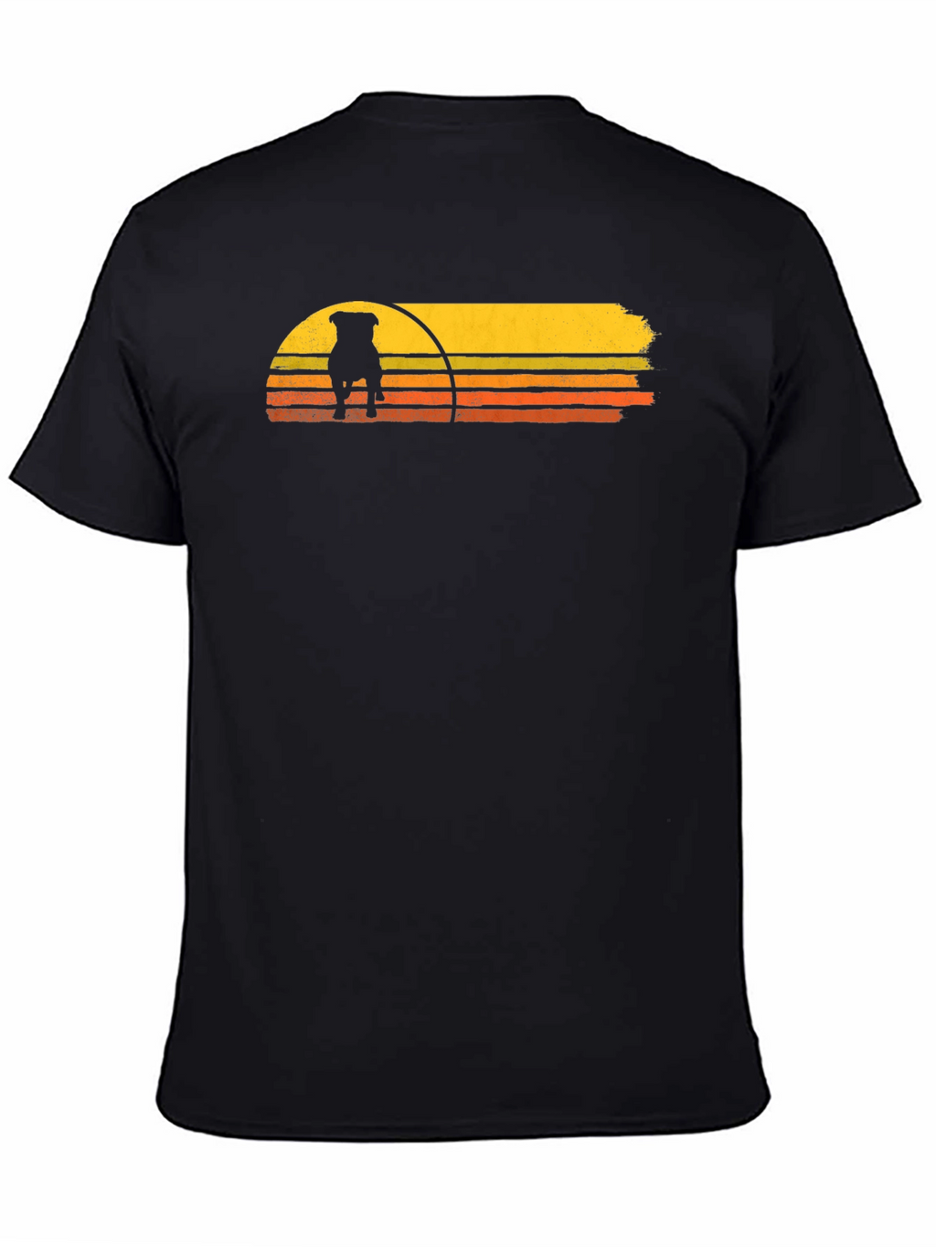 Retro Dog Sunset Graphic Tee - Black
