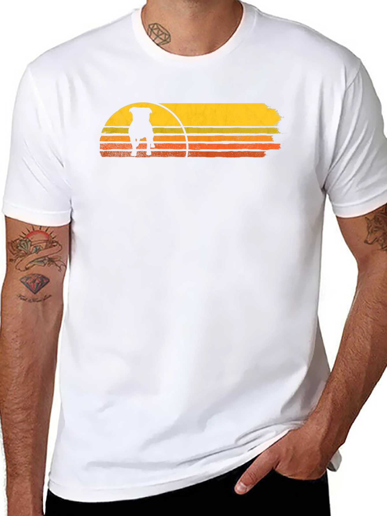 Retro Dog Sunset Graphic Tee - Black