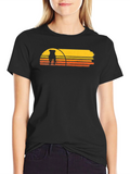 Retro Dog Sunset Graphic Tee - Black