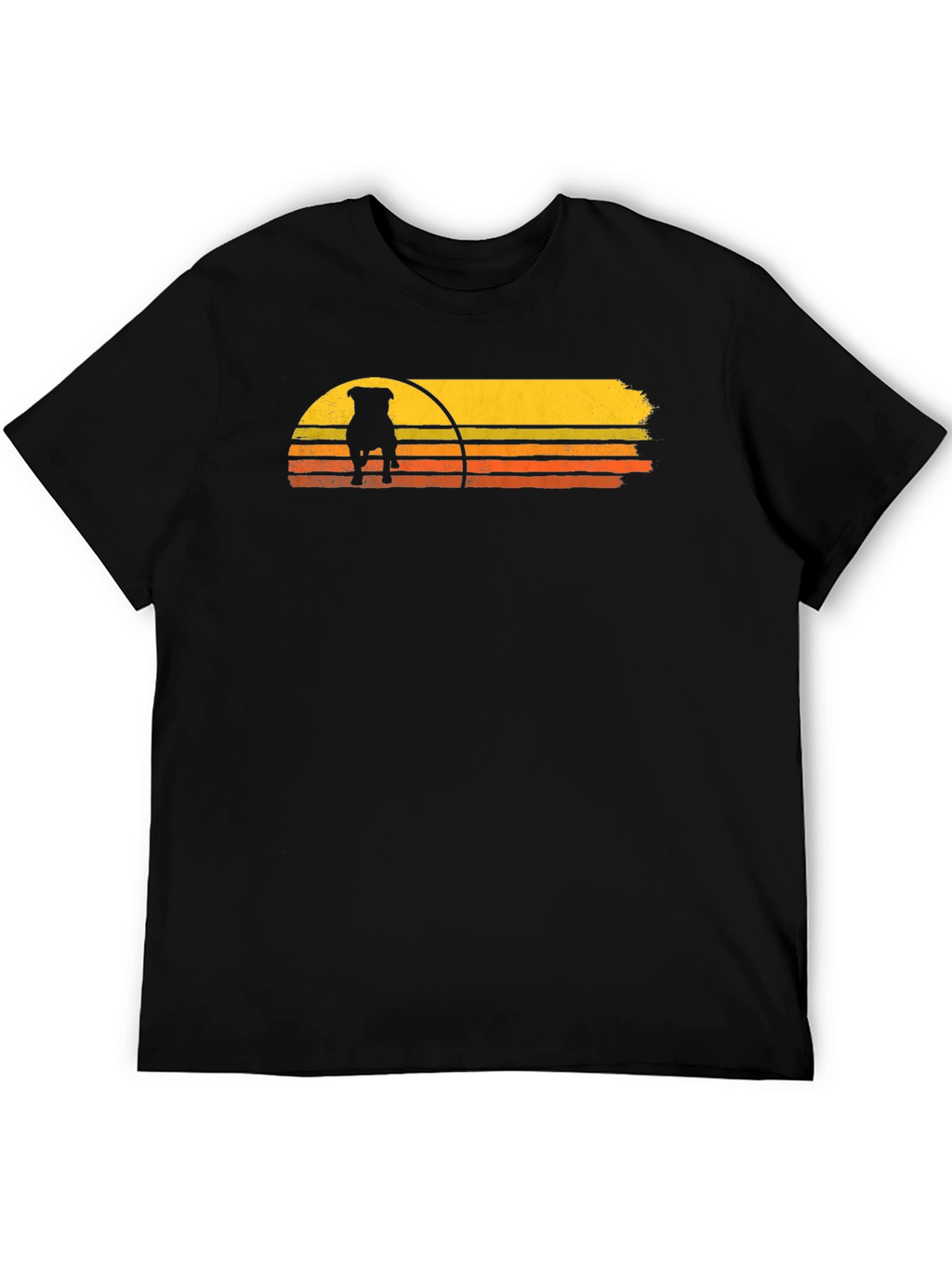 Retro Dog Sunset Graphic Tee - Black